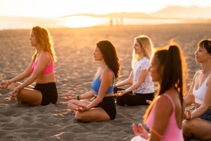 women in yoga sessions
